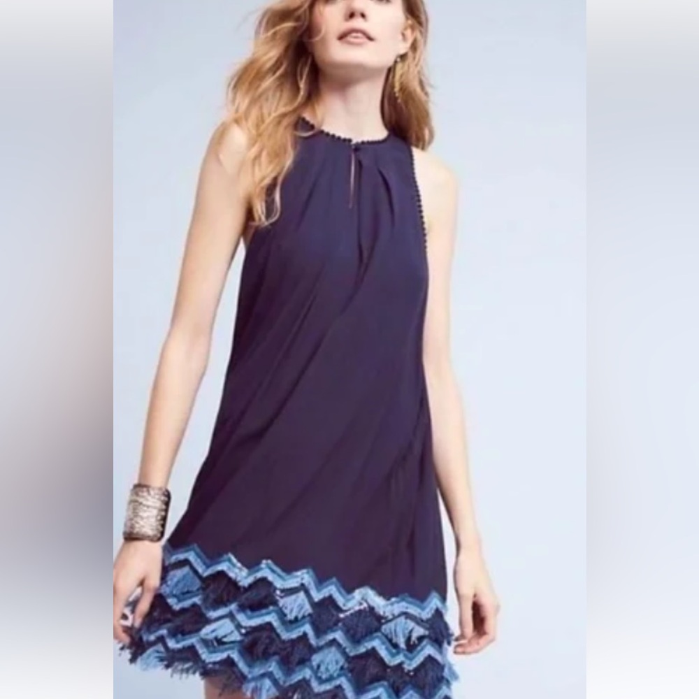 Maeve Navy and Light Blue Sleeveless Dress